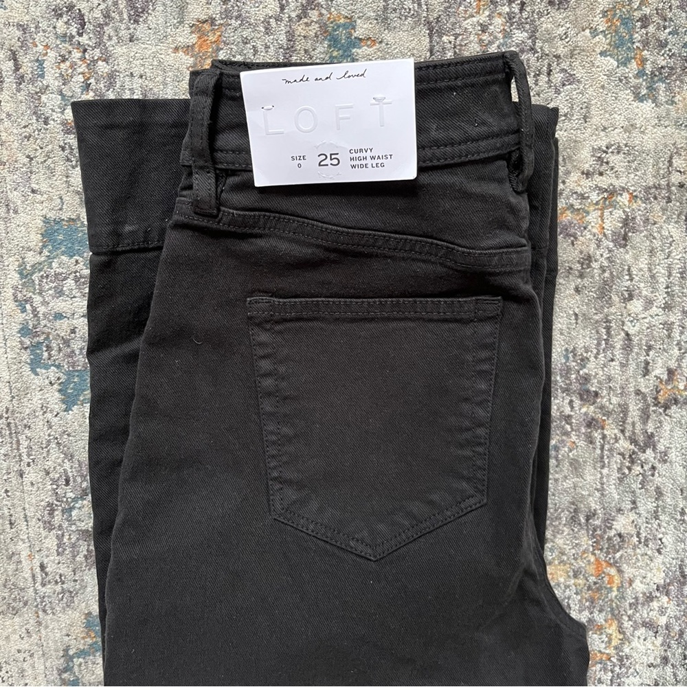 Loft curvy high waist wide leg black jeans